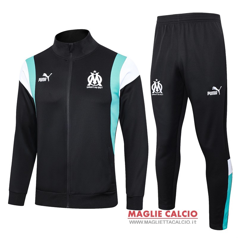 nuova marseille insieme completo nero bianco blu giacca lunga zip 2023-2024