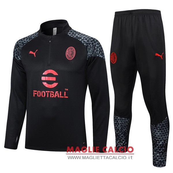 nuova ac milan insieme completo nero rosso grigio felpa da allenamento 2023-2024