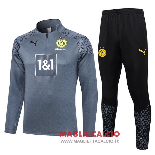 nuova borussia dortmund insieme completo grigio luce nero giacca 2023-2024