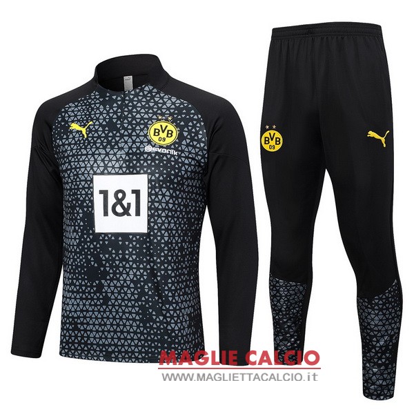 nuova borussia dortmund insieme completo grigio nero giacca 2023-2024