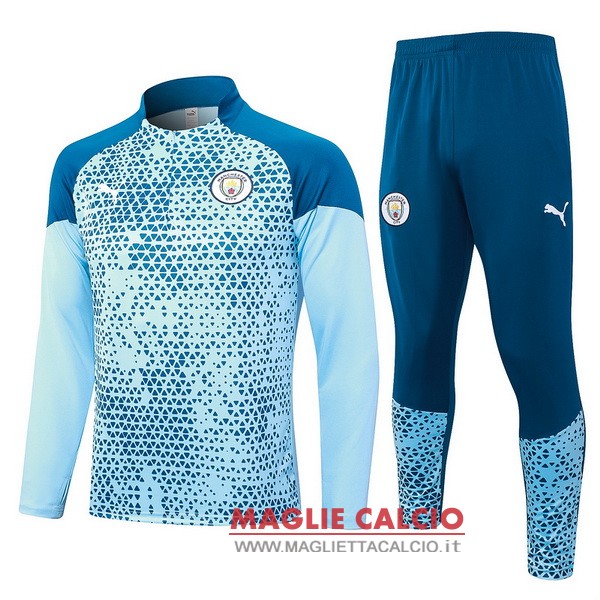 nuova manchester city insieme completo blu I luce felpa da allenamento 2023-2024