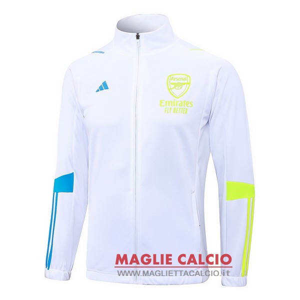 nuova arsenal bianco blu giallo giacca lunga zip 2023-2024