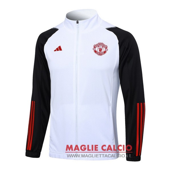 nuova manchester united bianco nero rosso giacca lunga zip 2023-2024
