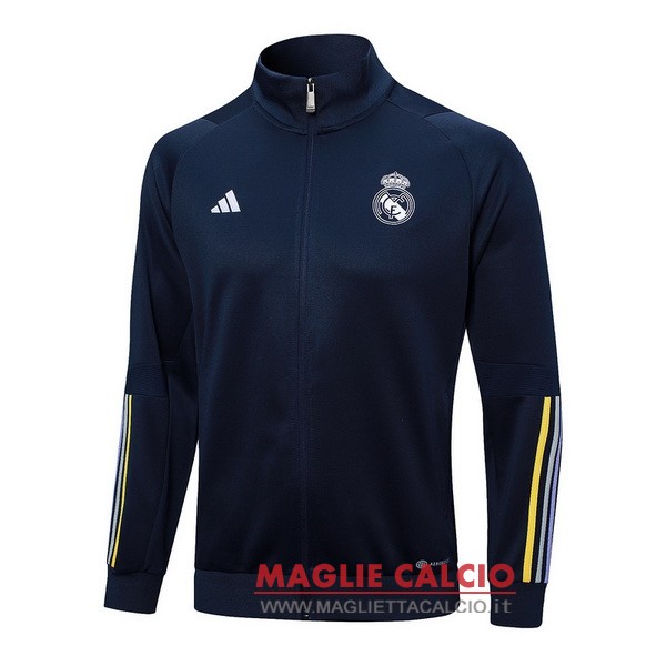 nuova real madrid blu navy giallo giacca lunga zip 2023-2024