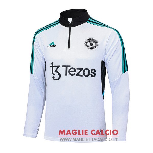 nuova manchester united bianco verde felpa da allenamento 2023-2024