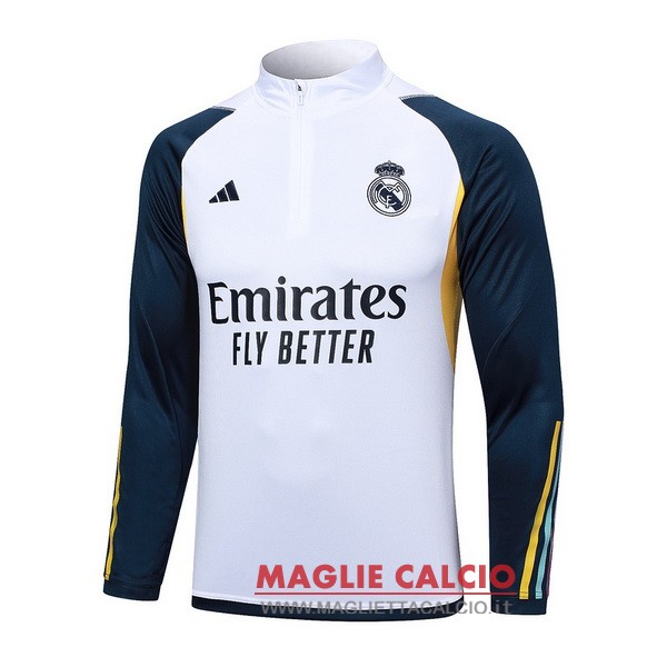 nuova real madrid bianco blu felpa da allenamento 2023-2024