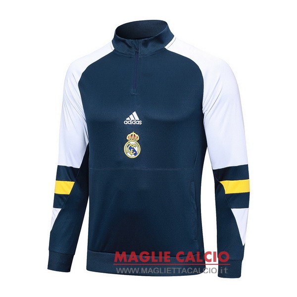 nuova real madrid blu bianco giallo felpa da allenamento 2023-2024