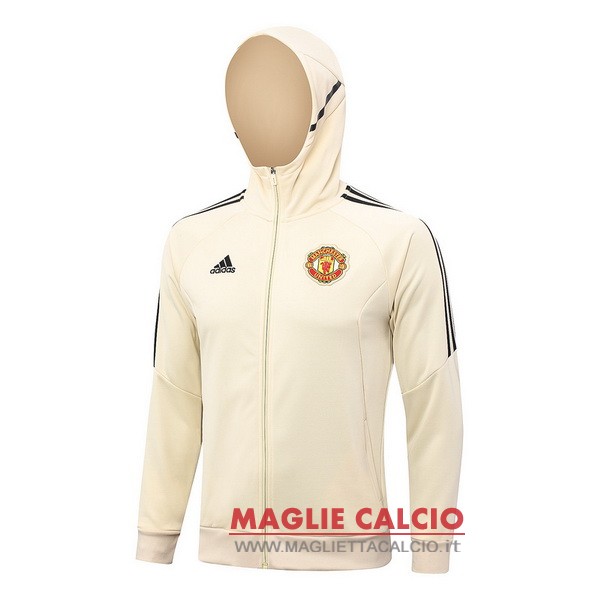 nuova manchester united giallo insieme completo giacca felpa cappuccio 2023-2024