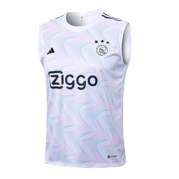 nuova senza maniche formazione divisione magliette ajax 2023-2024 bianco