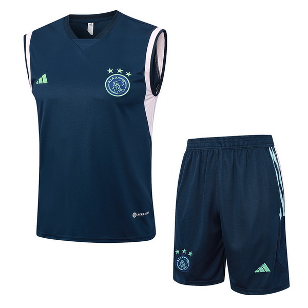 nuova senza maniche formazione set completo divisione magliette ajax 2023-2024 blu navy rosa