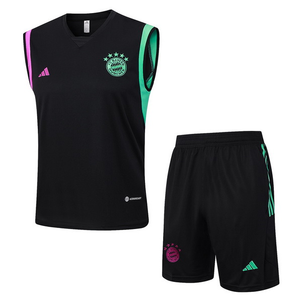 nuova magliette bayern munich formazione senza maniche set completo 2023-2024 nero purpureo verde
