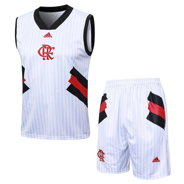 nuova senza maniche set completo formazione divisione magliette flamengo 2023-2024 bianco I nero