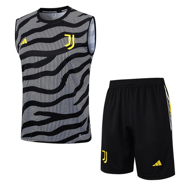 senza maniche magliette juventus formazione set completo 2023-2024 grigio nero giallo