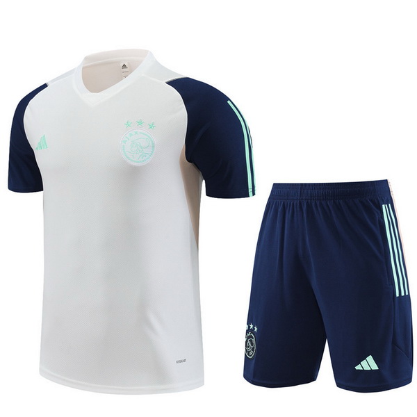 nuova formazione set completo divisione magliette ajax 2023-2024 bianco verde blu