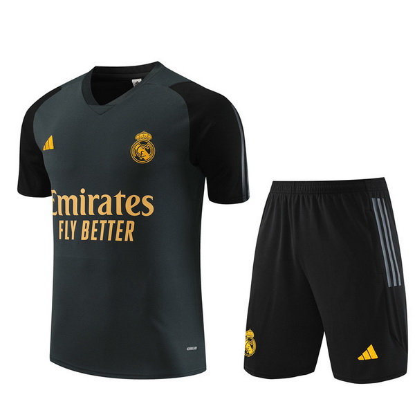 nuova formazione magliette set completo real madrid formazione 2023-2024 grigio nero giall