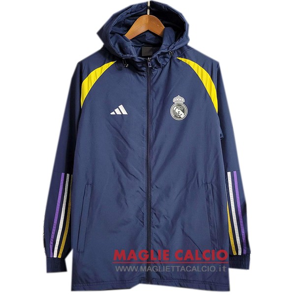 nuova real madrid blu navy giallo giacca a vento 2023-2024