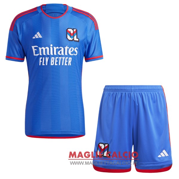 nuova seconda magliette lyon set completo bambino 2023-2024