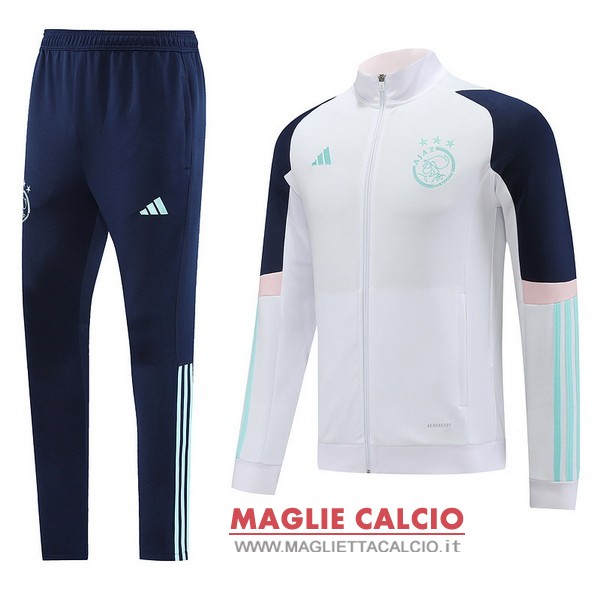 nuova ajax blu bianco rosa giacca lunga zip 2023-2024