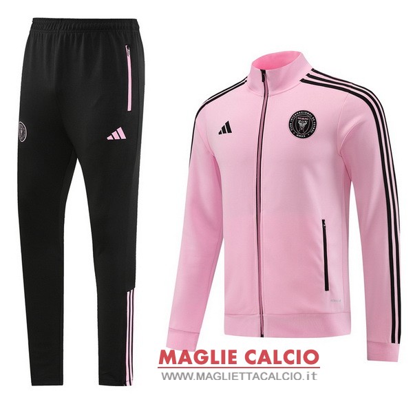 nuova inter miami insieme completo rosa nero giacca lunga zip 2023-2024