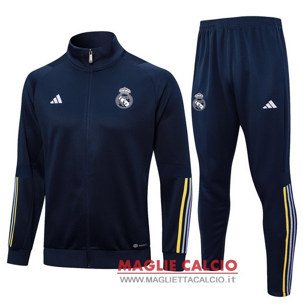 nuova real madrid insieme completo blu navy giallo felpa da allenamento 2023-2024