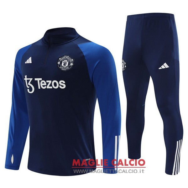 nuova manchester united blu I bianco insieme completo felpa da allenamento 2023-2024