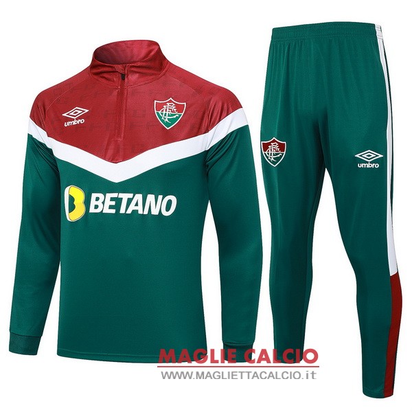 nuova fluminense insieme completo verde rosso felpa da allenamento 2023-2024