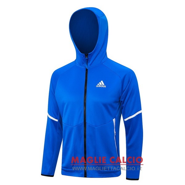 nuova adidas blu bianco giacca felpa cappuccio 2023