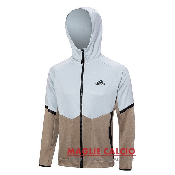 nuova adidas grigio giallo giacca felpa cappuccio 2023