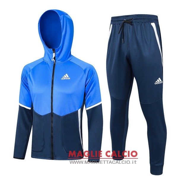 nuova adidas insieme completo blu giacca felpa cappuccio 2023