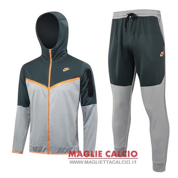 nuova nike insieme completo verde grigio giacca felpa cappuccio 2023