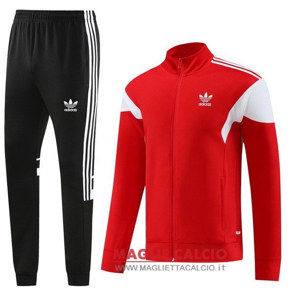 nuova adidas insieme completo negro rojo bianco giacca lunga zip 2023