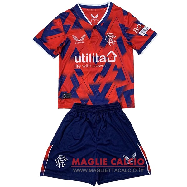 nuova fourth maglietta rangers set completo bambino 2023-2024