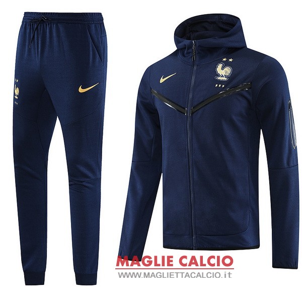 nuova france insieme completo blu navy giacca felpa cappuccio 2023