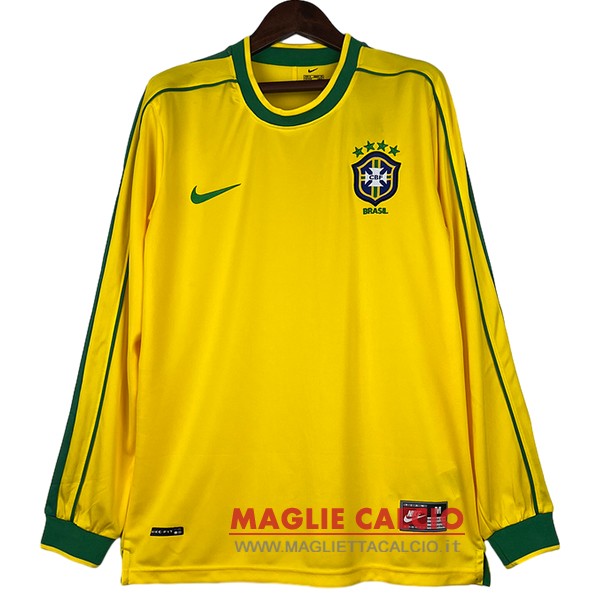 nuova prima manica lunga magliette brasile retro 1998