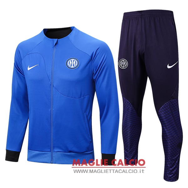 nuova inter milan insieme completo blu giallo felpa da allenamento 2023-2024