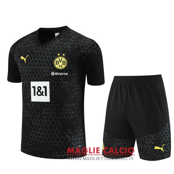 nuova formazione set completo divisione magliette borussia dortmund 2023-2024 nero