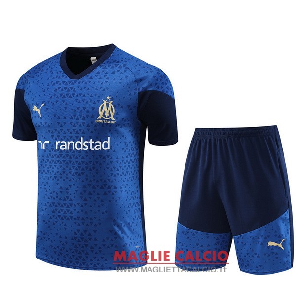 formazione magliette marseille set completo bambino 2023-2024 blu