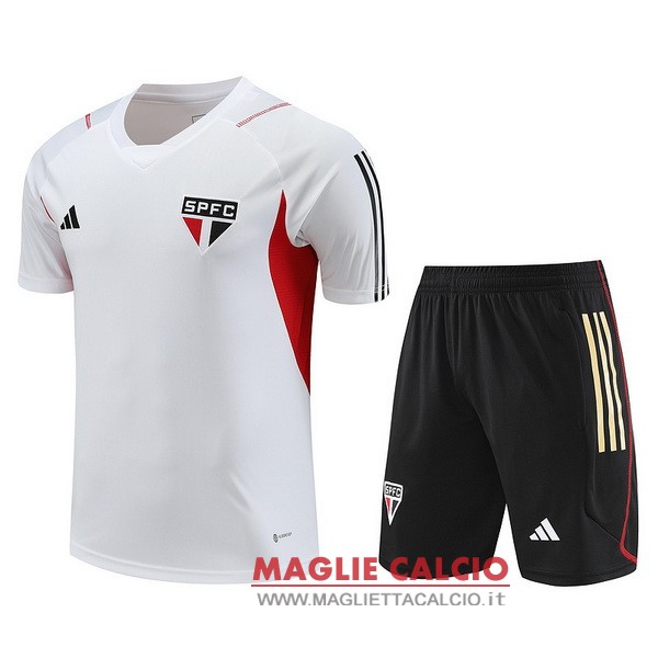 nuova formazione set completo divisione magliette sao paulo 2023-2024 bianco rojo I negro