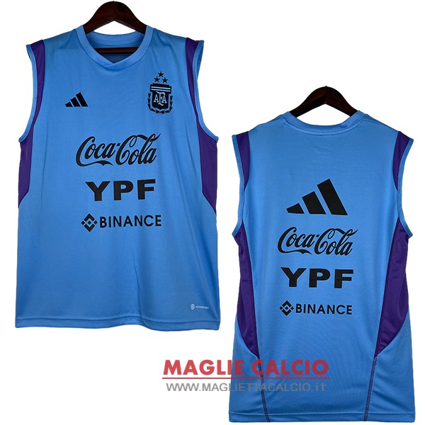 nuova formazione divisione senza maniche magliette argentina 2023 blu purpureo