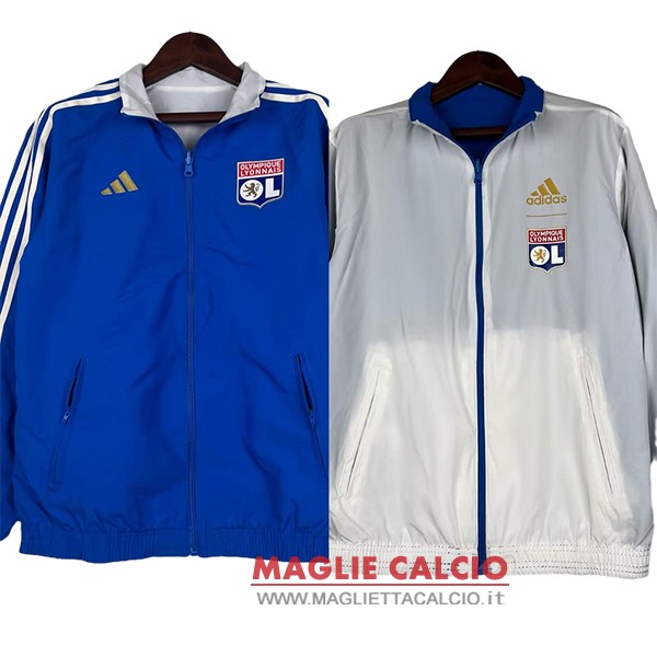 lyonnais azul bianco giacca a vento 2023-2024