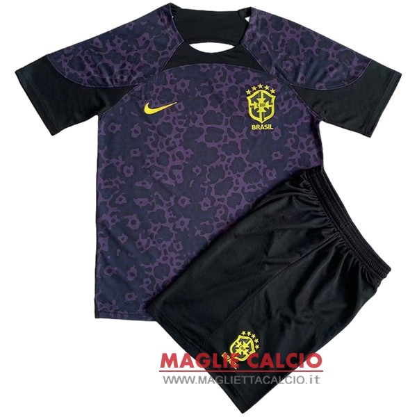 nuova portiere magliette brasile set completo bambino 2023 purpureo nero