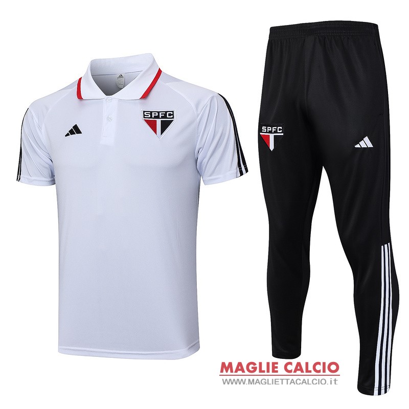 polo set completo maglia sao paulo 2023-2024 bianco negro