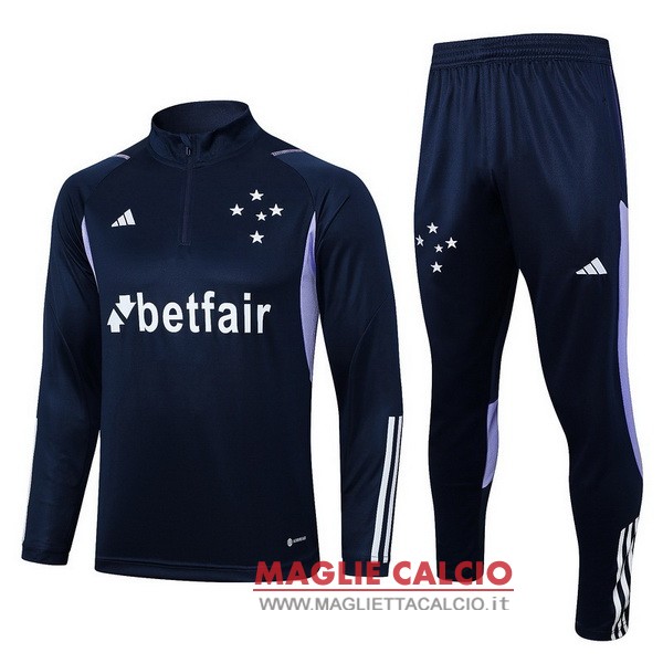 nuova cruzeiro insieme completo blu navy purpureo felpa da allenamento 2023 2024