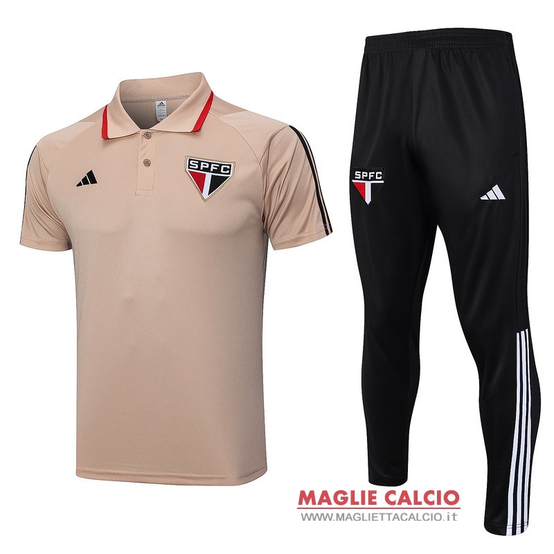 polo set completo maglia sao paulo 2023-2024 giallo arancione