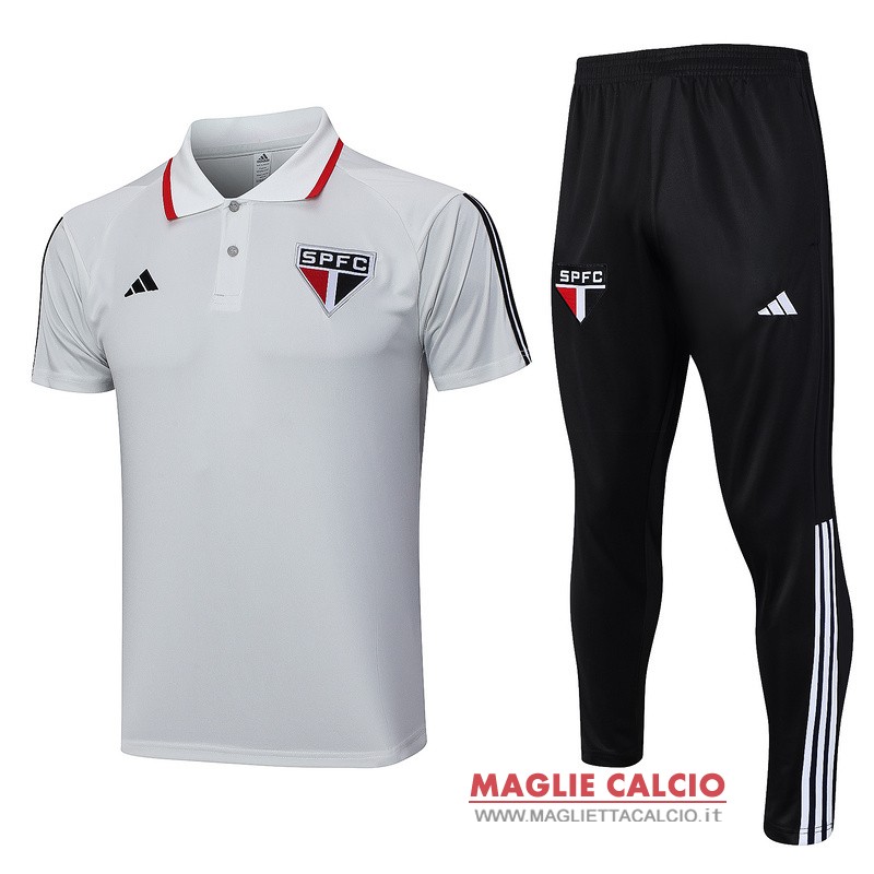 polo set completo maglia sao paulo 2023-2024 grigio luce