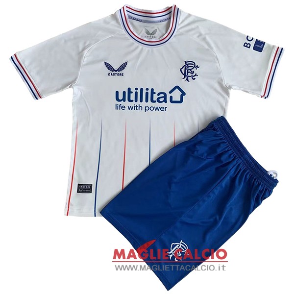 nuova seconda maglietta rangers set completo bambino 2023-2024