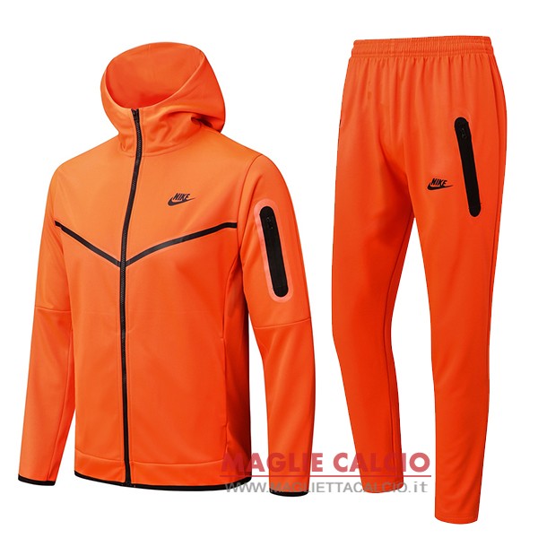 nuova nike insieme completo arancione giacca felpa cappuccio 2022-2023