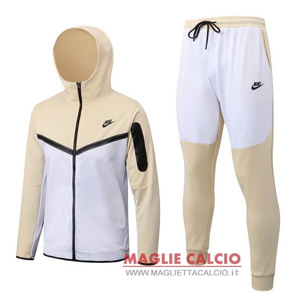 nuova nike insieme completo giallo bianco giacca felpa cappuccio 2022-2023