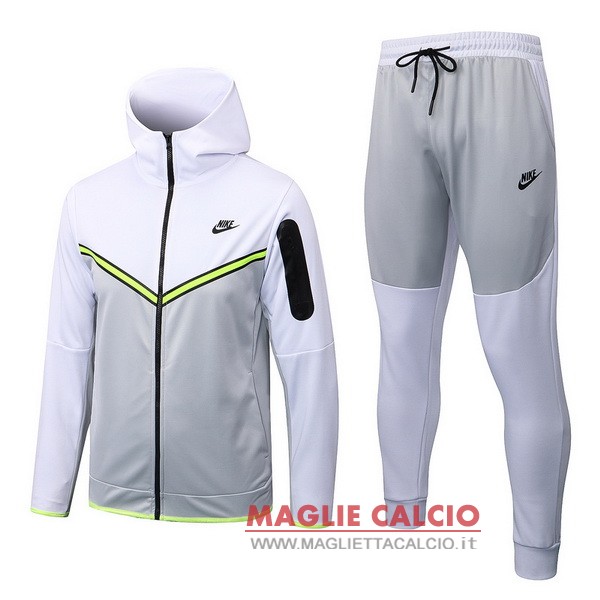 nuova nike insieme completo grigio bianco giacca felpa cappuccio 2022-2023