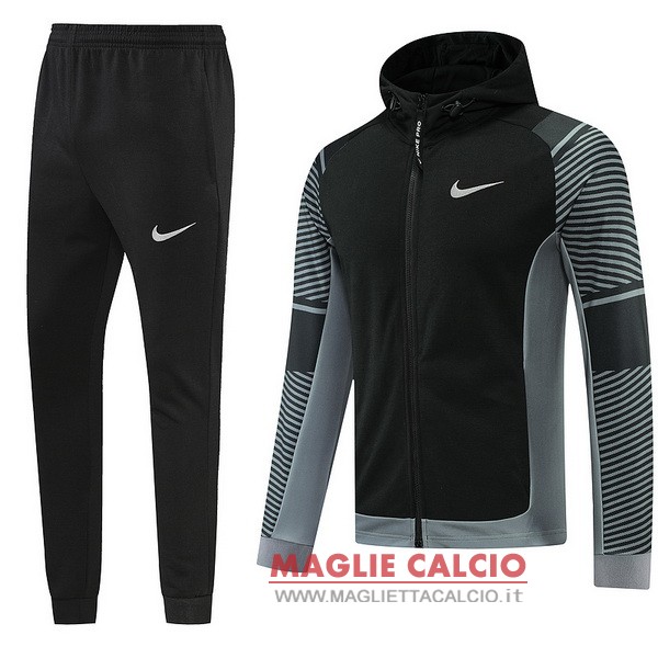 nuova nike insieme completo nero I grigio giacca felpa cappuccio 2022-2023